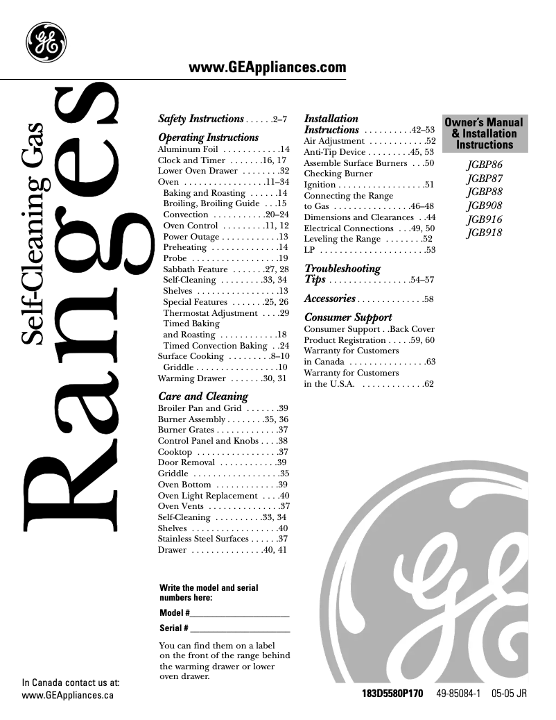 Page n°1 - Mode d'emploi GE JGB918SEKSS