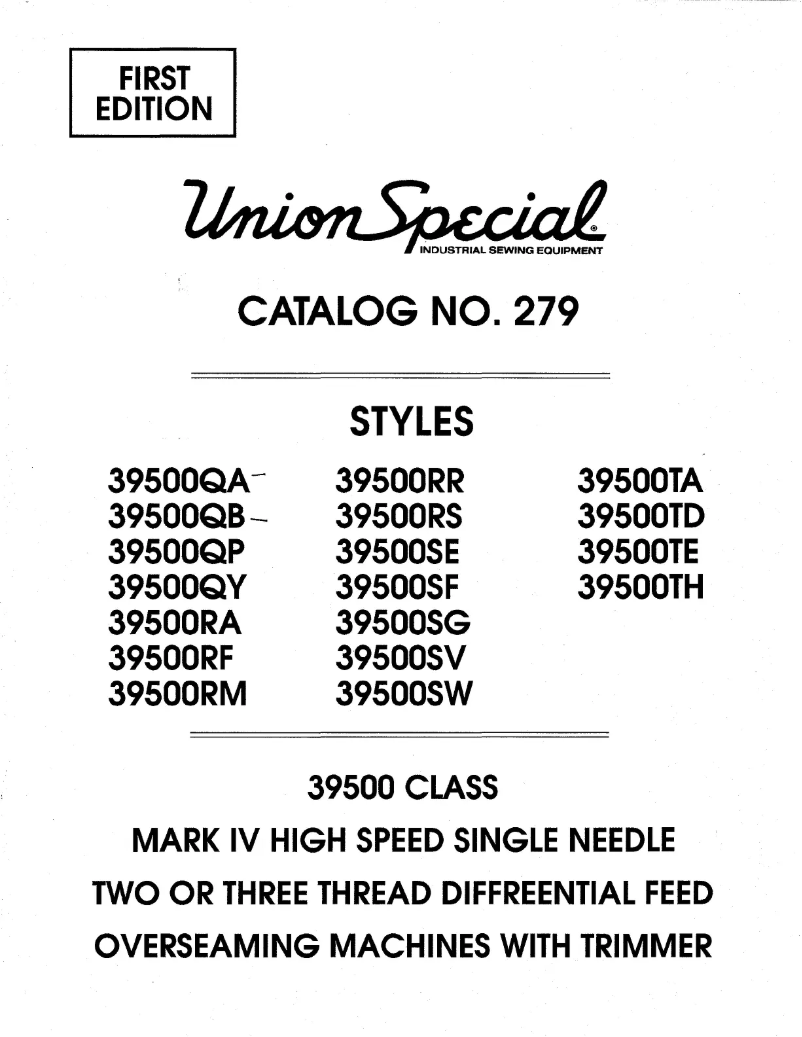 Page n°1 - Manuel utilisateur Union Special 39500SW