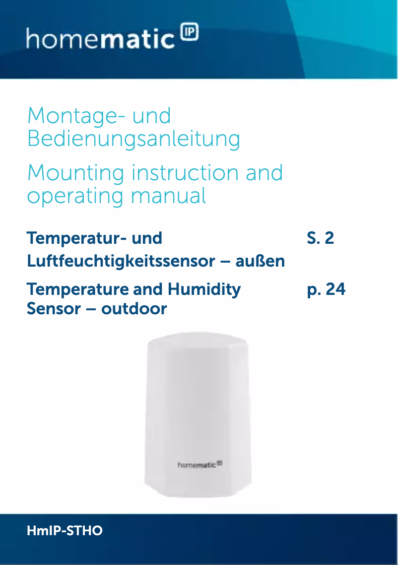 Page n°1 - Mode d'emploi Homematic IP HmIP-STHO