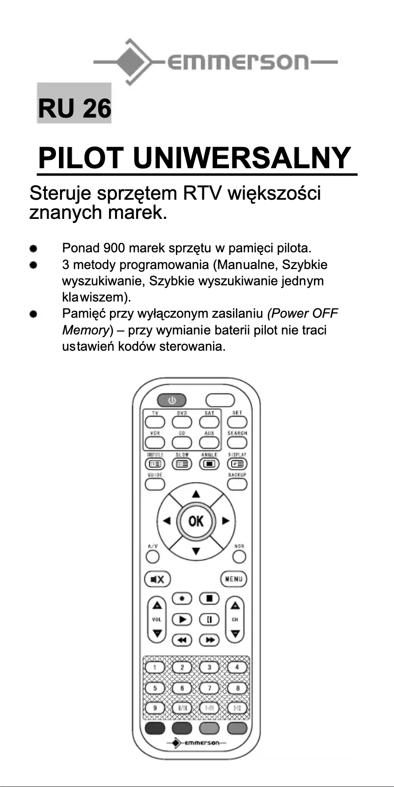 Image de la première page du manuel de l'appareil RU 26