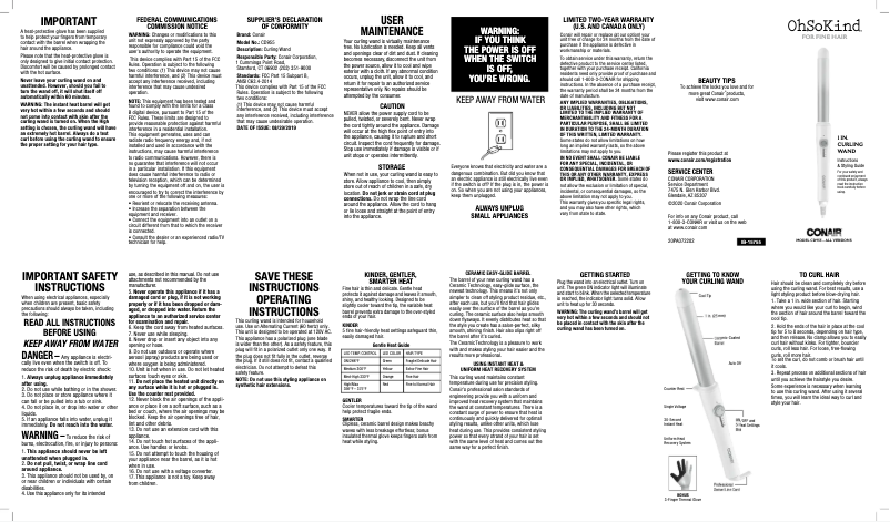 Page 1 de la notice Manuel utilisateur Conair CD955