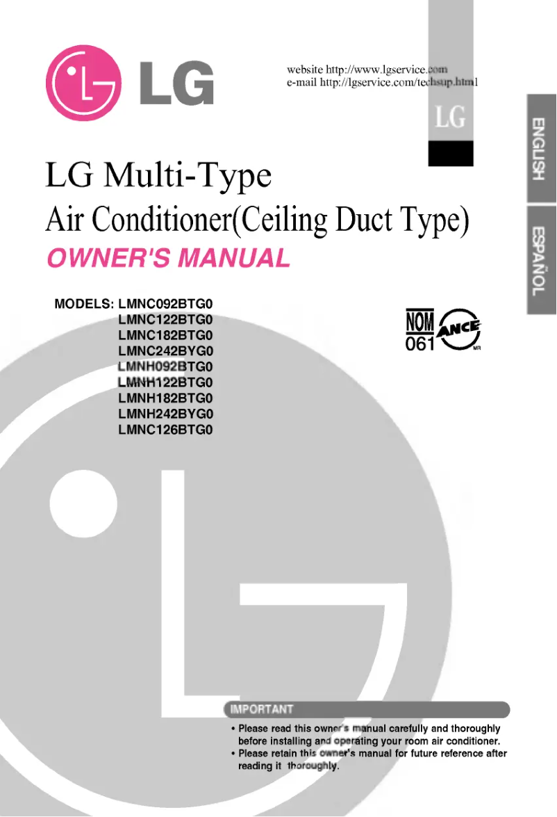 Page n°1 - Manuel utilisateur LG LMNH122BTG0