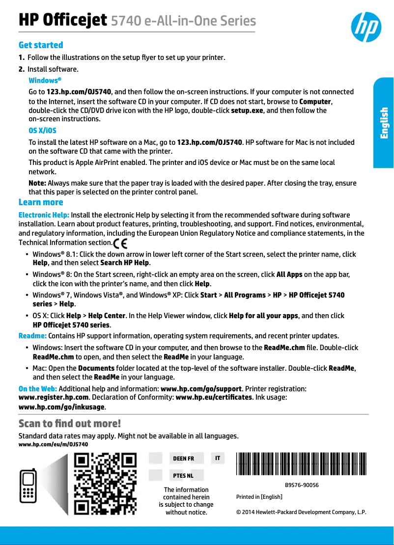 Page n°1 - Manuel utilisateur HP Officejet 5744