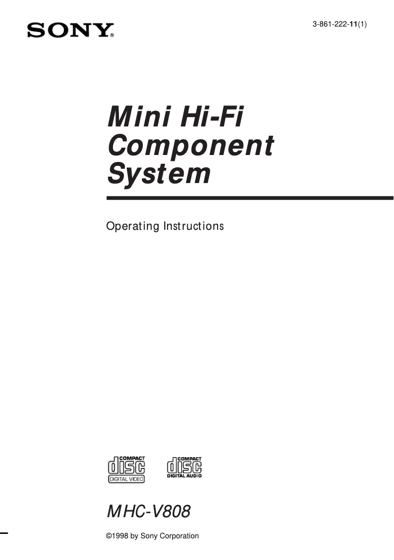 Page n°1 - Manuel utilisateur Sony MHC-V808