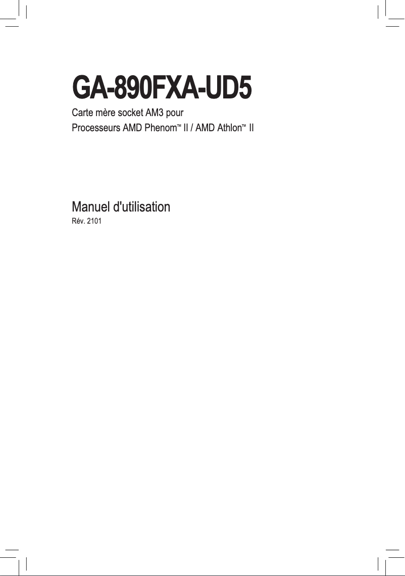 Image de la première page du manuel de l'appareil GA-890FXA-UD5