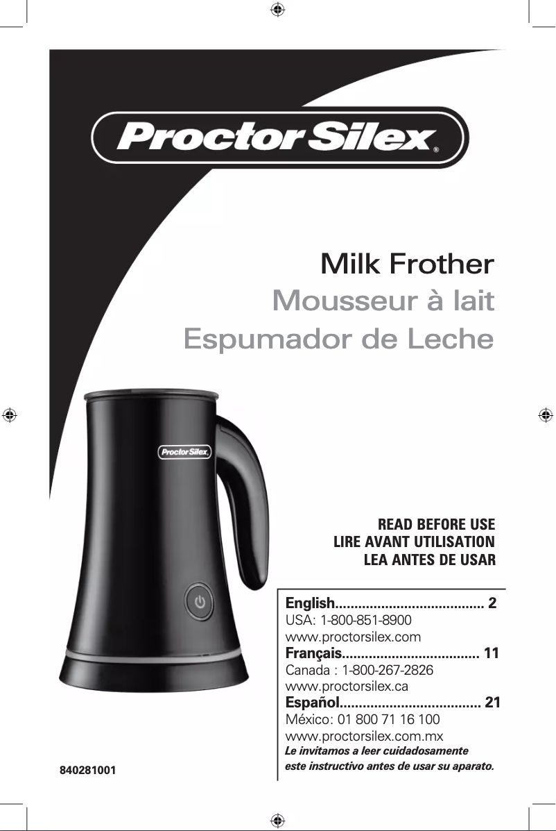 Página 1 del manual Manual de usuario Proctor Silex 43555