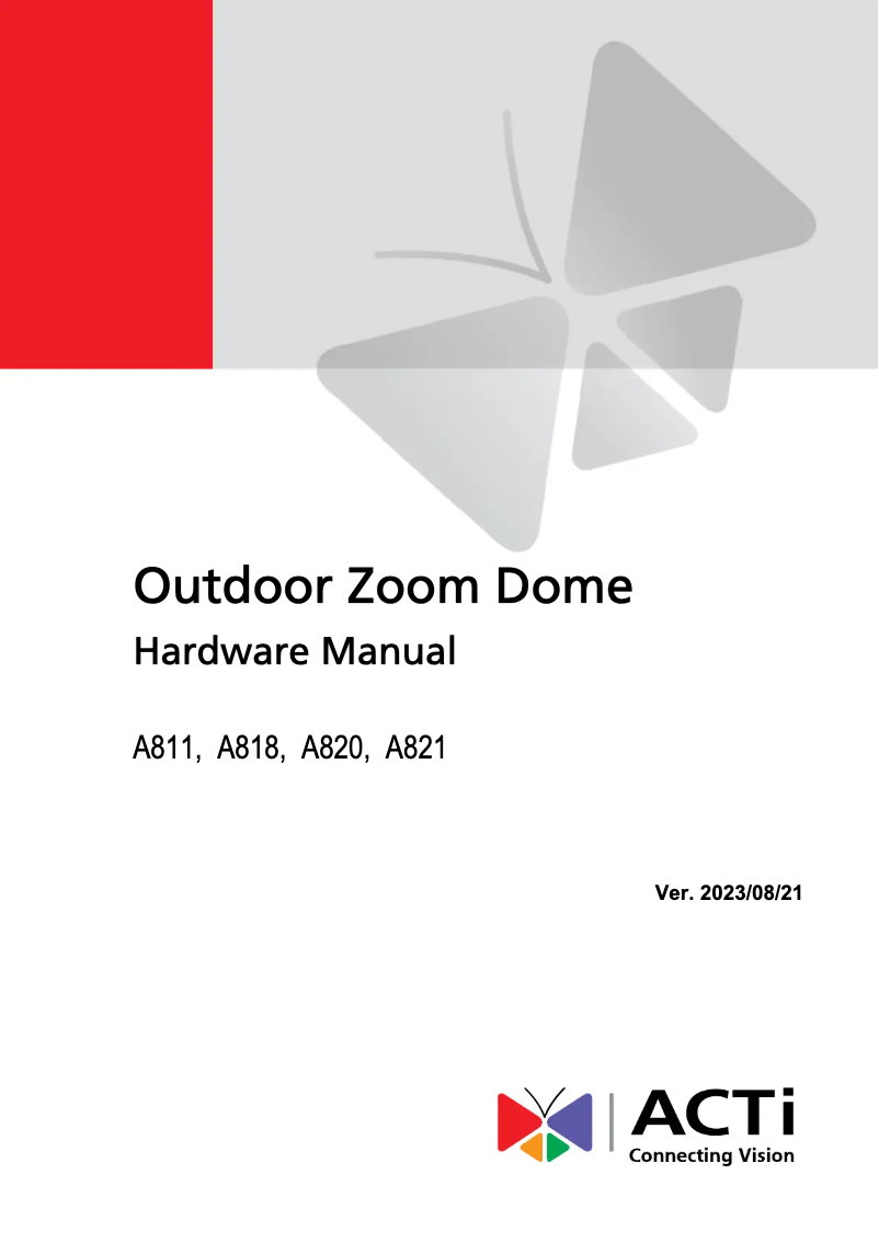 Page 1 de la notice Manuel utilisateur ACTi A811