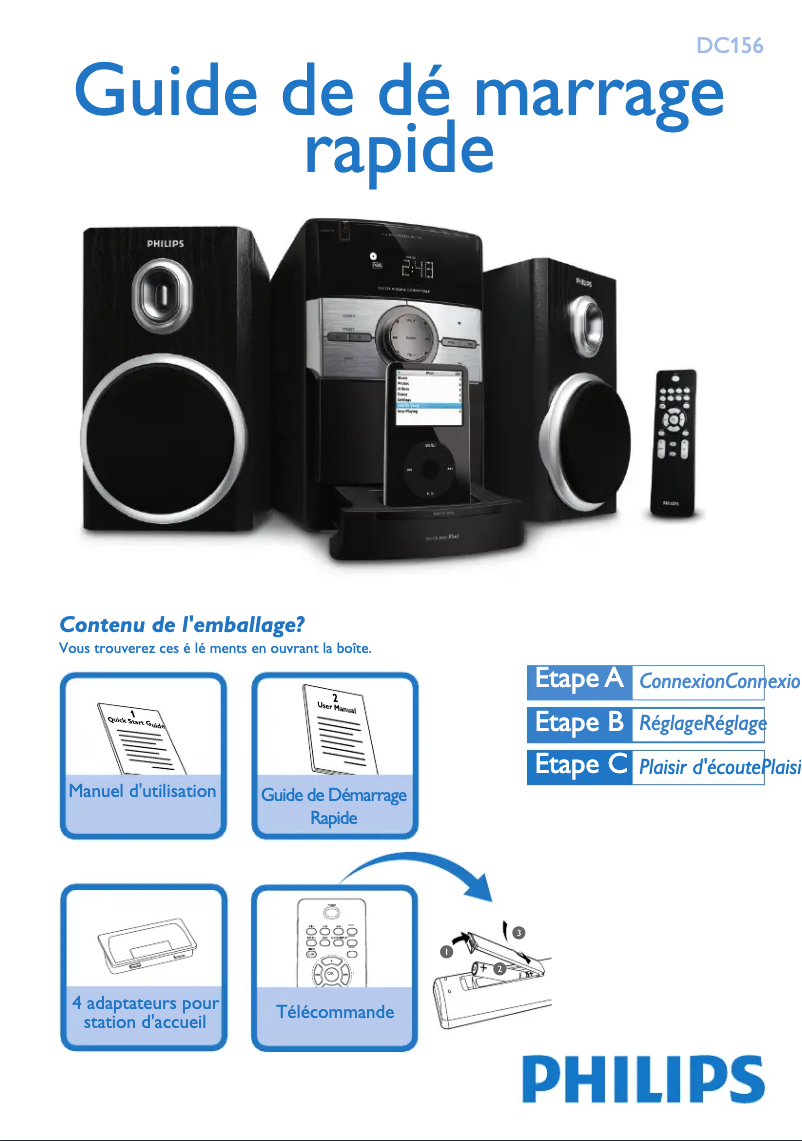 Page n°1 - Guide de démarrage rapide Philips DC156