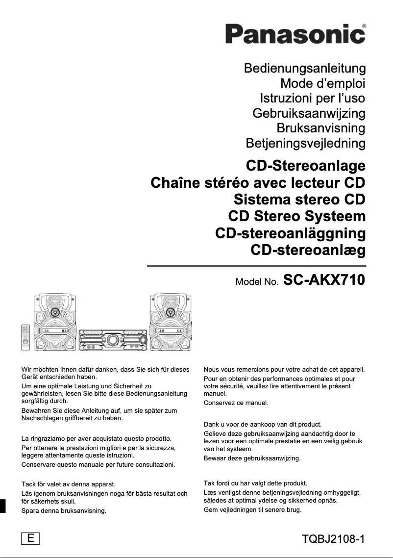 Image de la première page du manuel de l'appareil SC-AKX710E