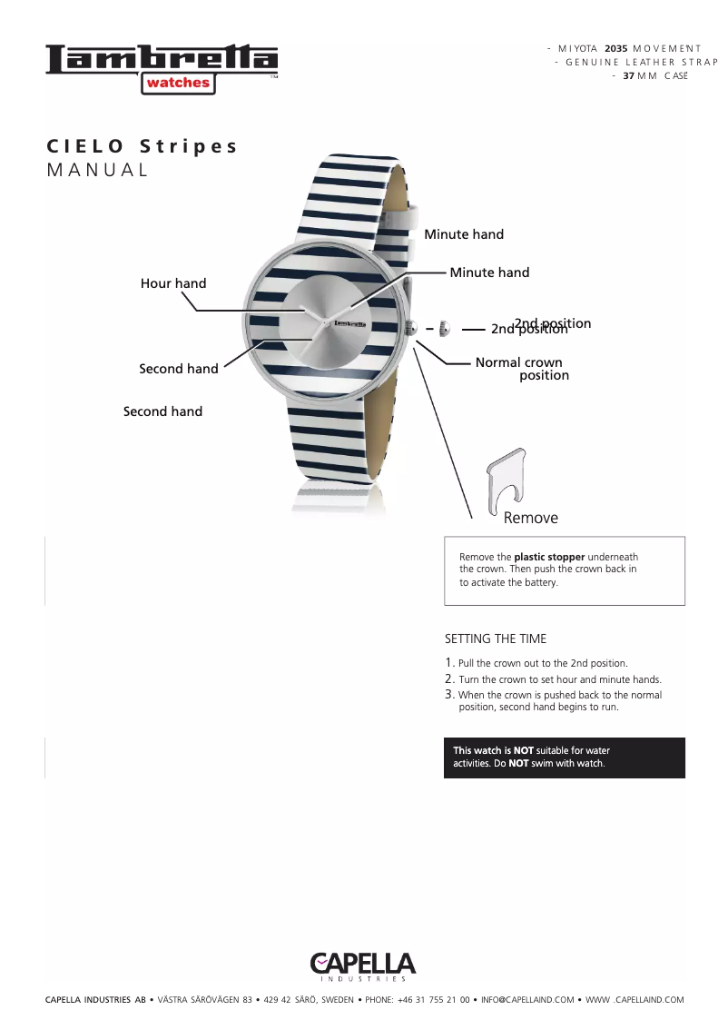 Page n°1 - Manuel utilisateur Lambretta Cielo Stripes