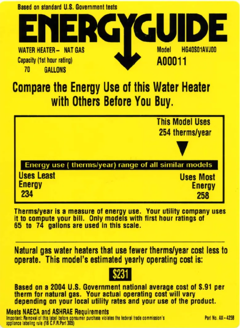 Page 1 de la notice Label énergétique Hotpoint HG40S01AVJ00