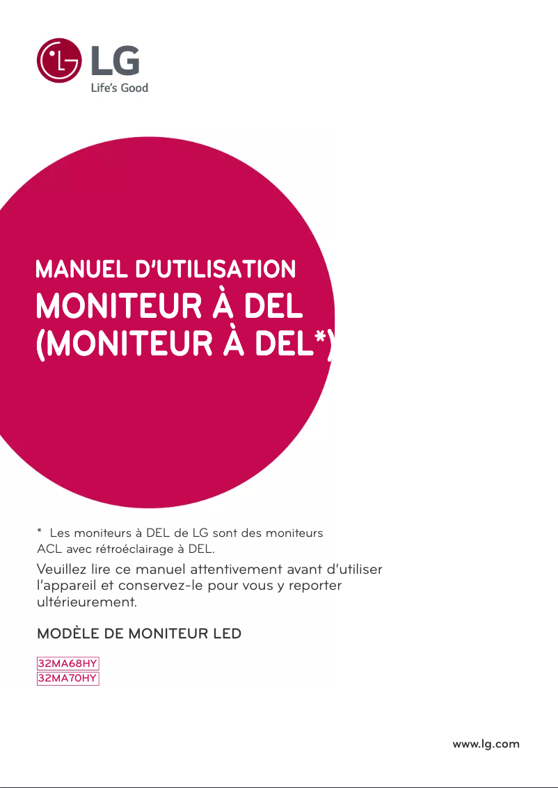 Page 1 de la notice Manuel utilisateur LG 32MA70HY