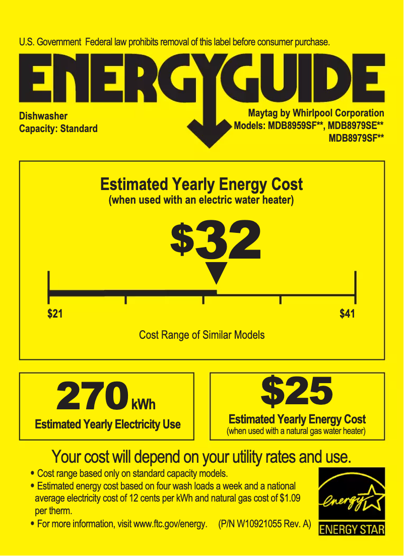 Page n°1 - Label énergétique Maytag MDB8979SF