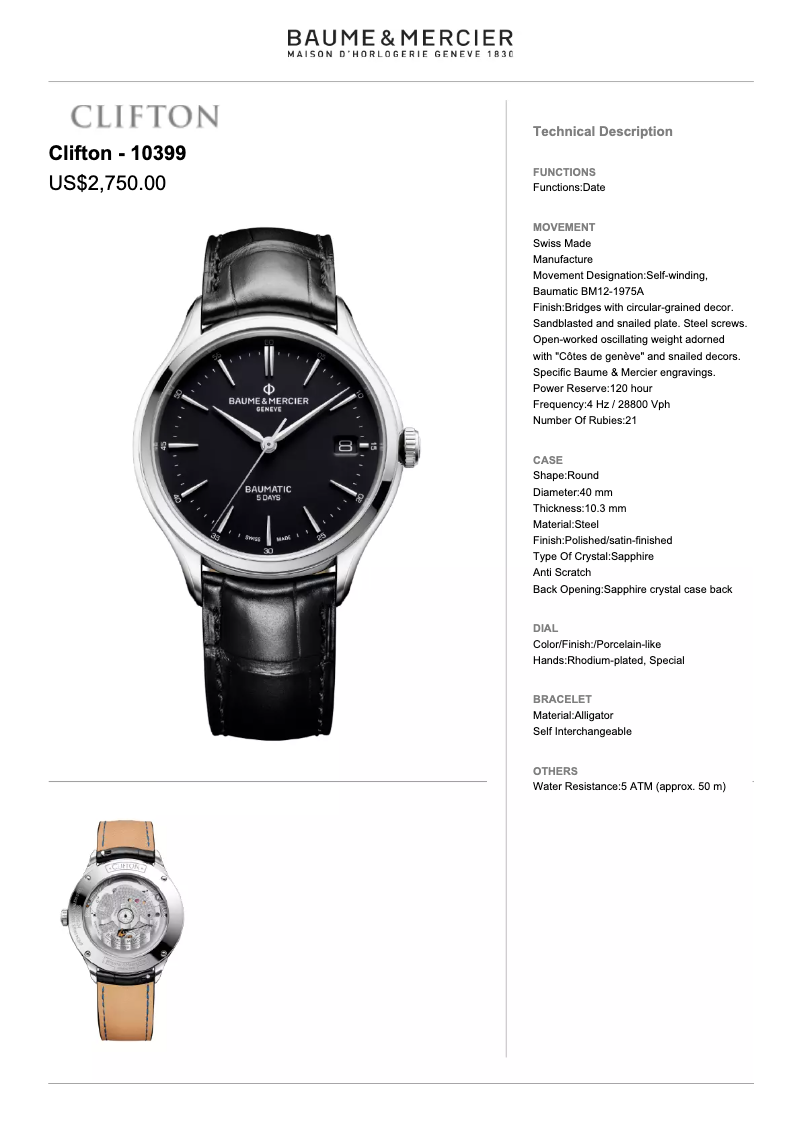 Image de la première page du manuel de l'appareil Clifton 10399