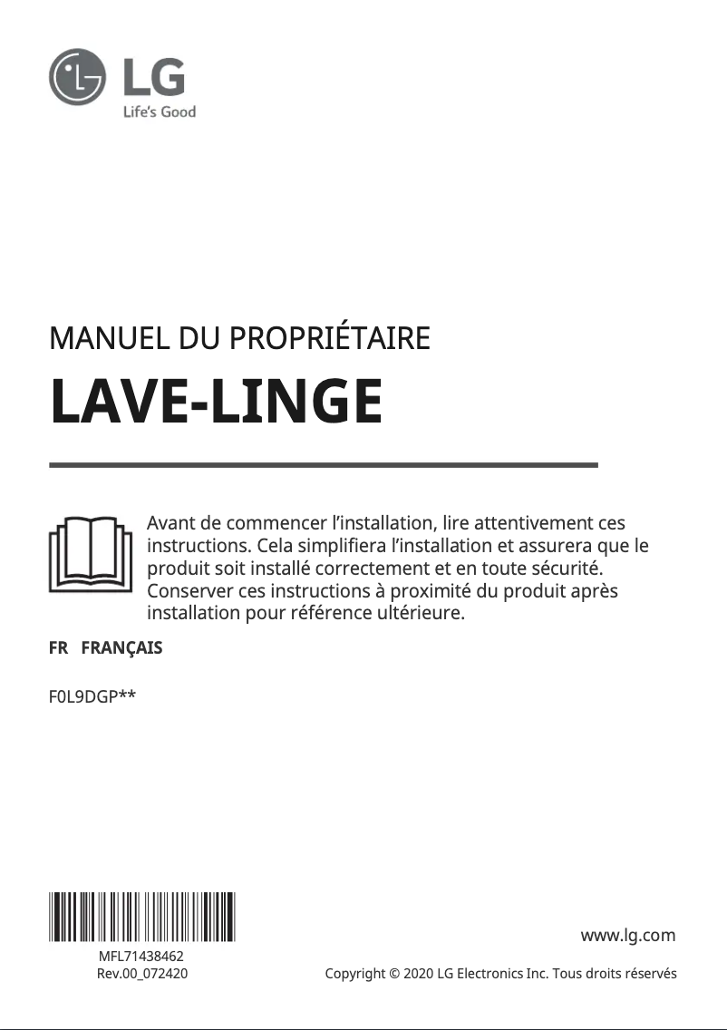 Image de la première page du manuel de l'appareil F0L9DGP0W