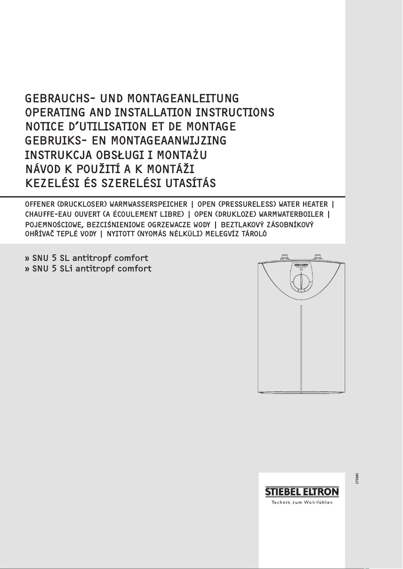 Image de la première page du manuel de l'appareil SNU 5 SLi