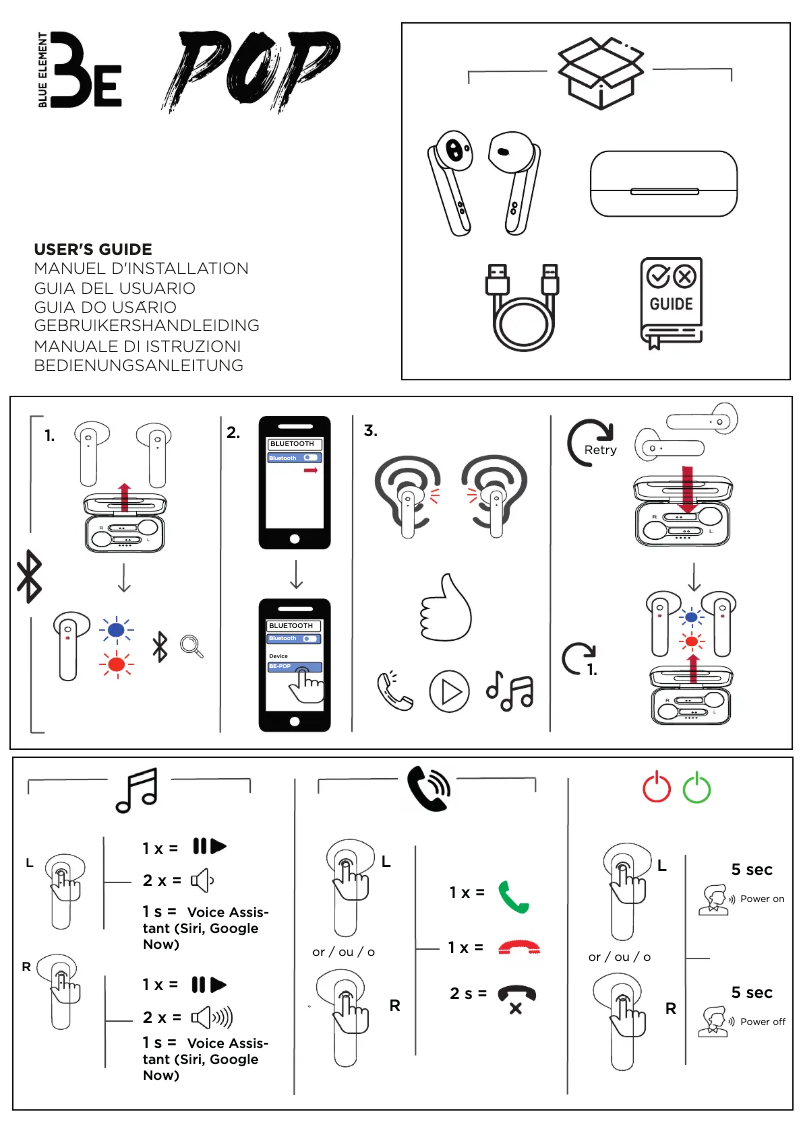 Page n°1 - Manuel utilisateur Blue Element Be Pop