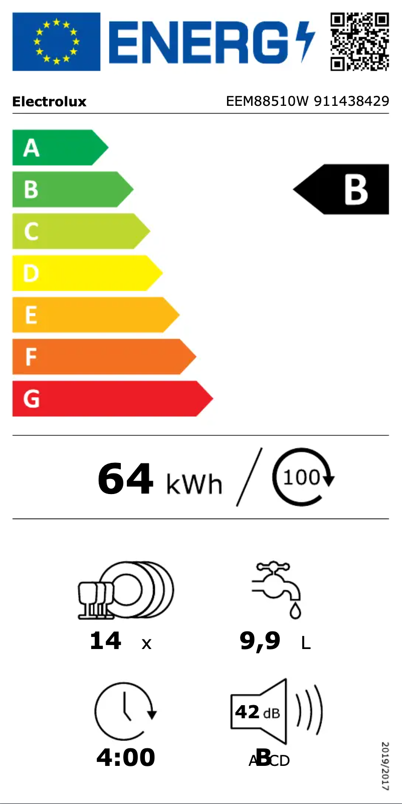 Page n°1 - Label énergétique Electrolux EEM88510W
