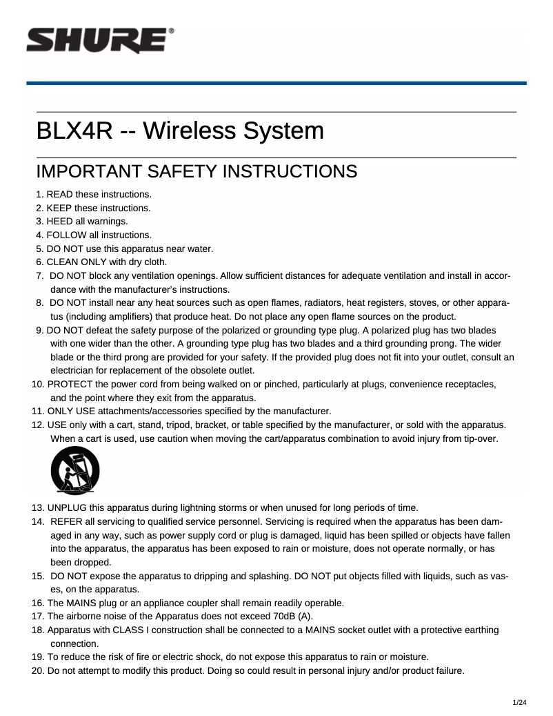 Image de la première page du manuel de l'appareil BLX14R