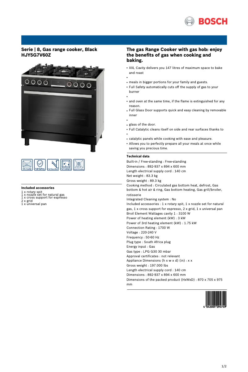 Imagen de la primera página del manual del dispositivo HJY5G7V60Z