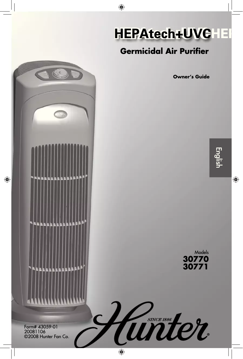 Página 1 del manual Manual de usuario Hunter HEPAtech 30771