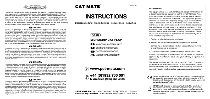 Image de la première page du manuel de l'appareil Cat Mate 360