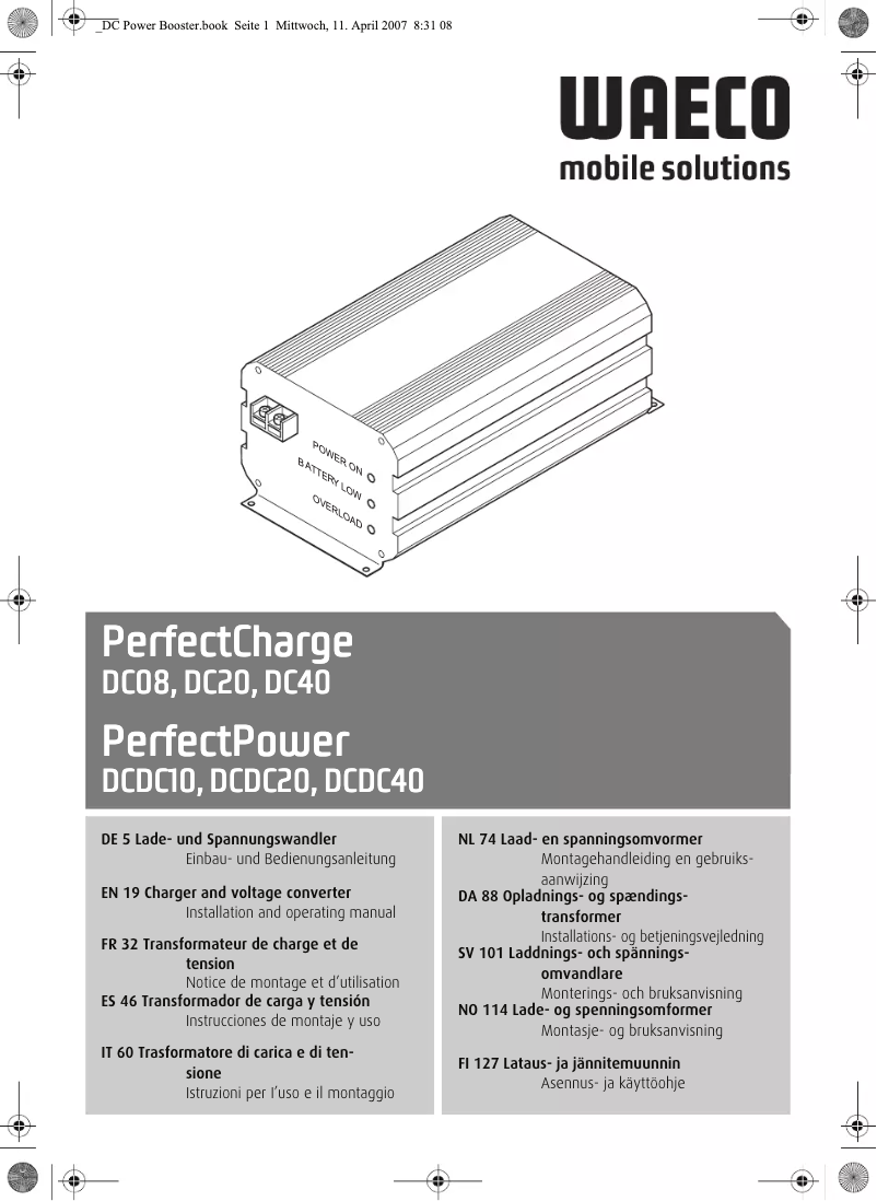 Page 1 of the manual User Manual Waeco PerfectCharge DC08