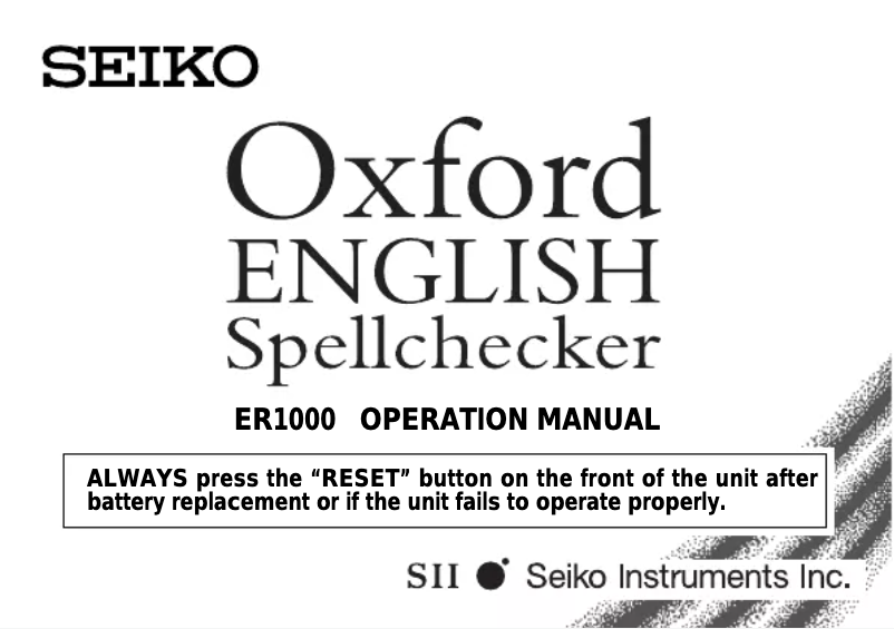 Page 1 de la notice Manuel utilisateur Seiko ER1000