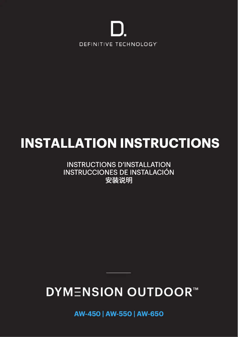 Page n°1 - Manuel utilisateur Definitive Technology Dymension Outdoor AW-550