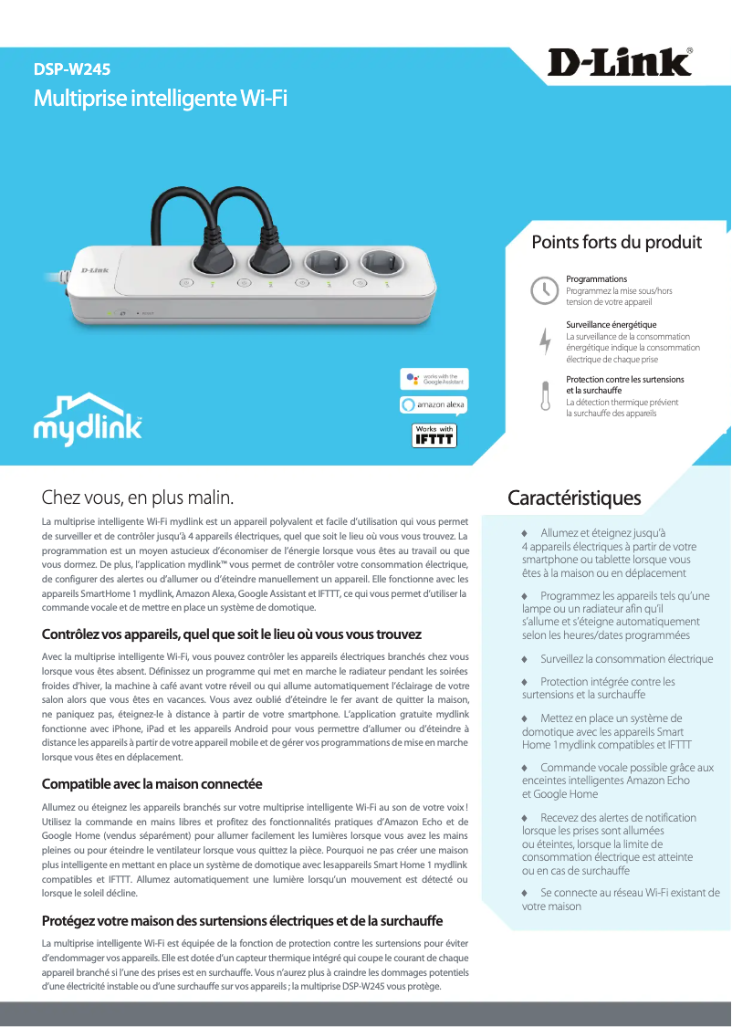 Page 1 de la notice Fiche technique D-Link DSP-W245