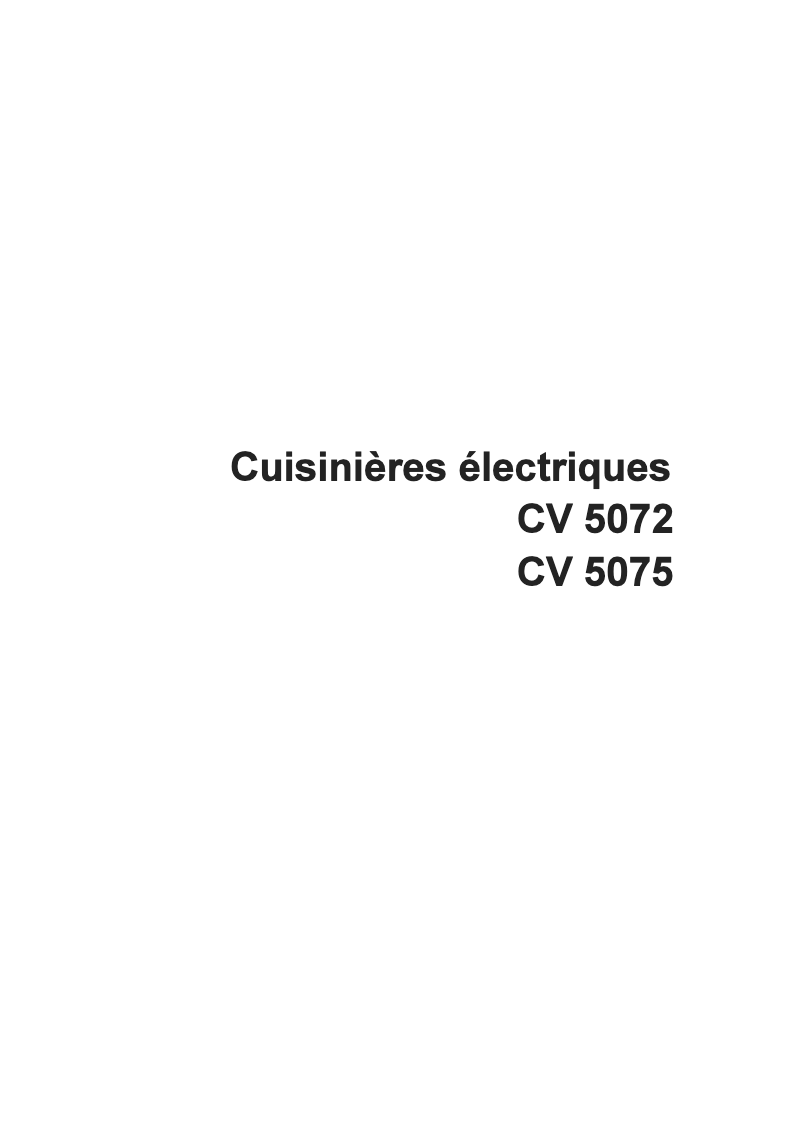 Page 1 de la notice Manuel utilisateur Arthur Martin-Electrolux CV5075W