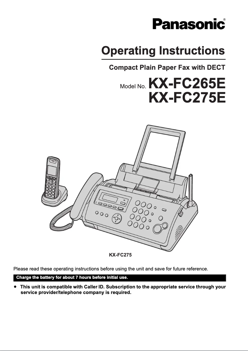 Image de la première page du manuel de l'appareil KX-FC275E