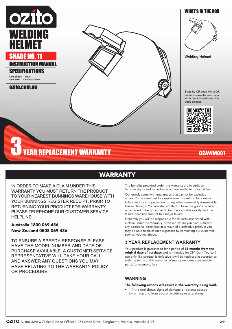 Image de la première page du manuel de l'appareil OZAWM001