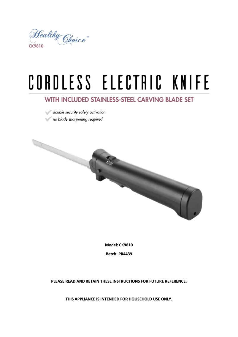 Page 1 of the manual User Manual Healthy Choice CK9810