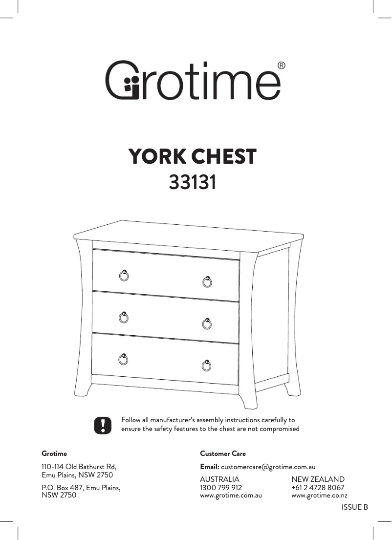 Page 1 de la notice Manuel utilisateur Grotime York Chest