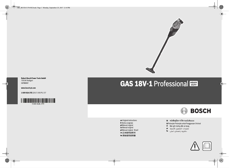 Page 1 de la notice Manuel utilisateur Bosch GAS 18V-1 Professional