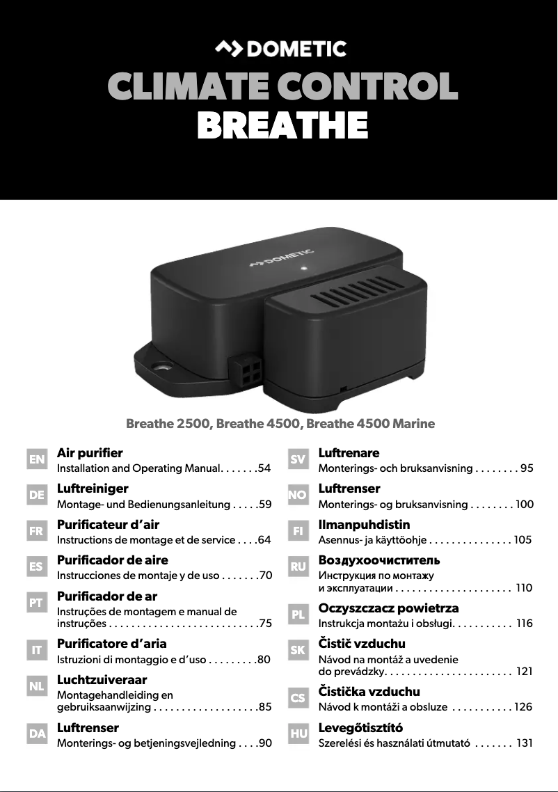 Image de la première page du manuel de l'appareil Breathe 4500