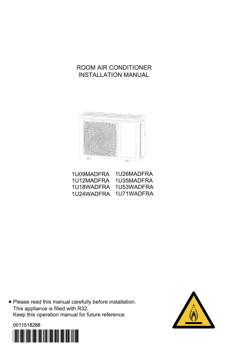 Page 1 de la notice Guide d'installation Haier AS26PBDHRA