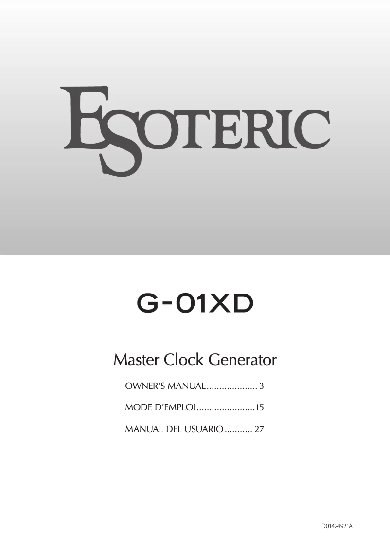Page n°1 - Manuel utilisateur Esoteric G-01XD