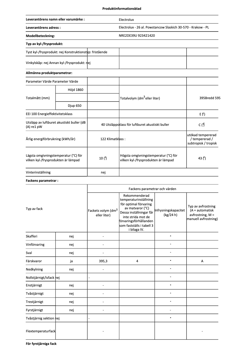Page 1 de la notice Manuel utilisateur Electrolux NRE2DE39U
