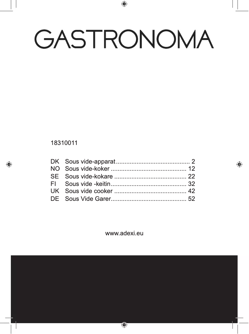 Page 1 de la notice Manuel utilisateur Gastronoma 18310011
