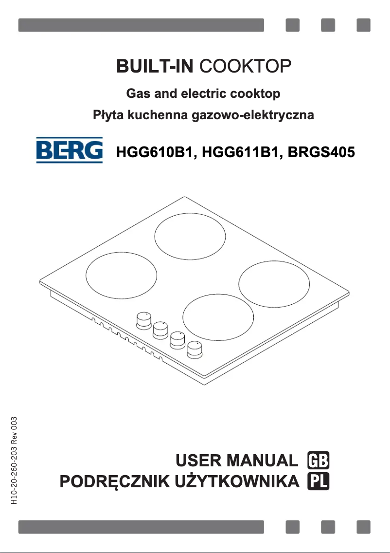 Page n°1 - Manuel utilisateur Berg HGG611B1