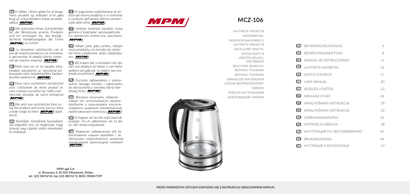 Page 1 de la notice Manuel utilisateur MPM MCZ-106