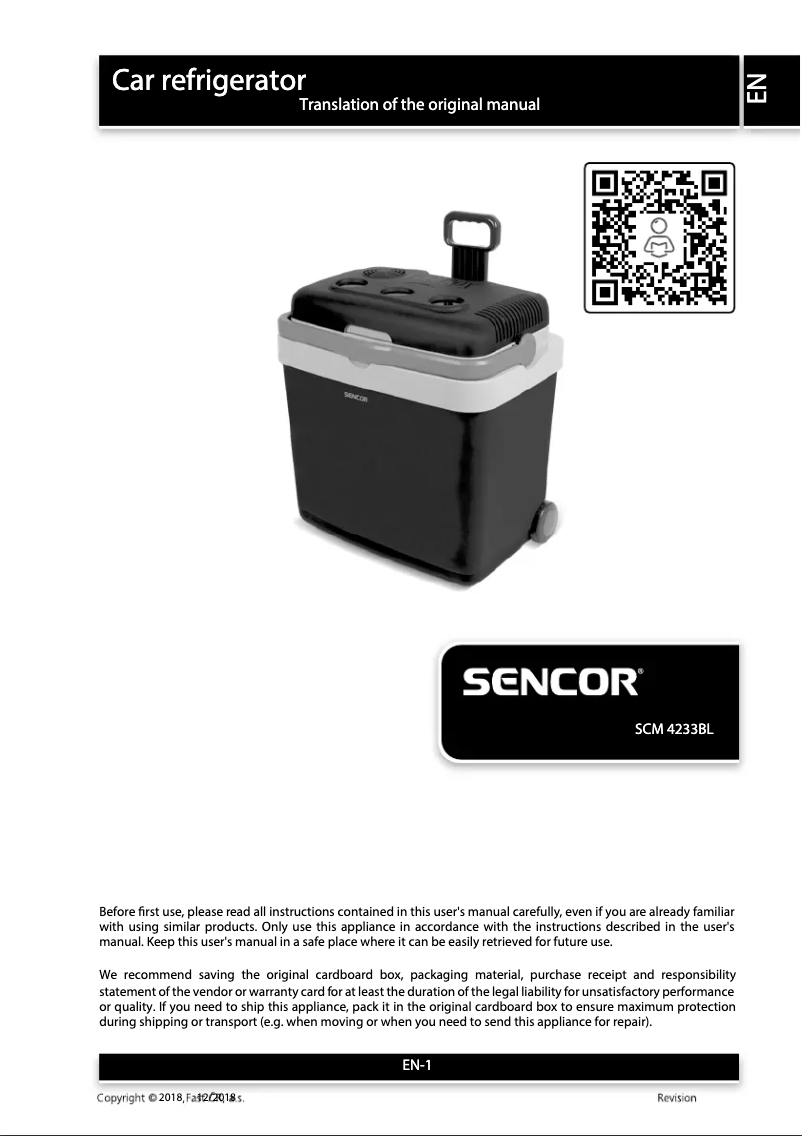 Page 1 de la notice Manuel utilisateur Sencor SCM 4233BL