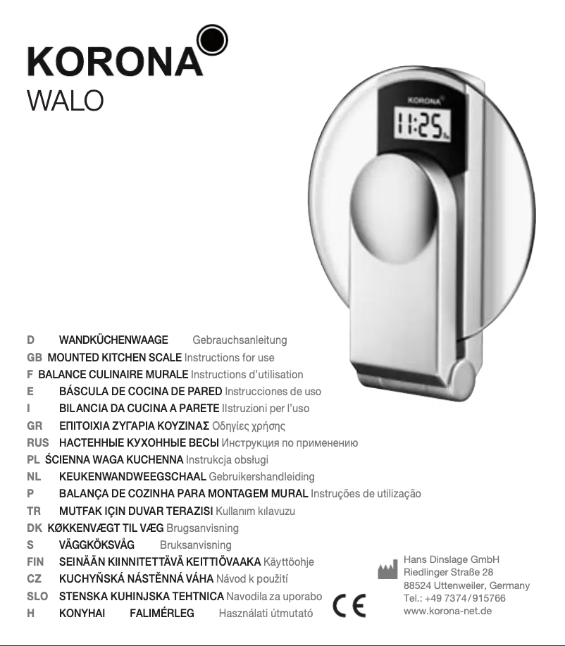 Page 1 de la notice Manuel utilisateur Korona Walo