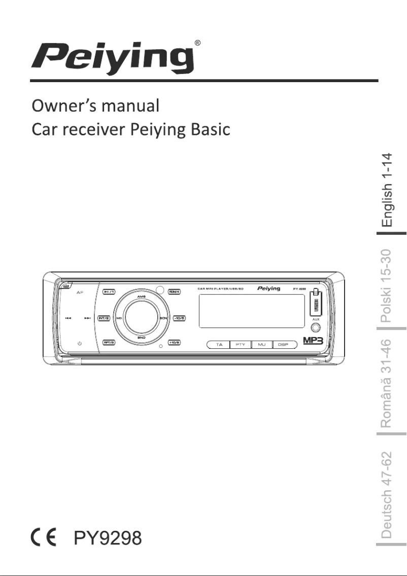 Page n°1 - Manuel utilisateur Peiying PY-9298