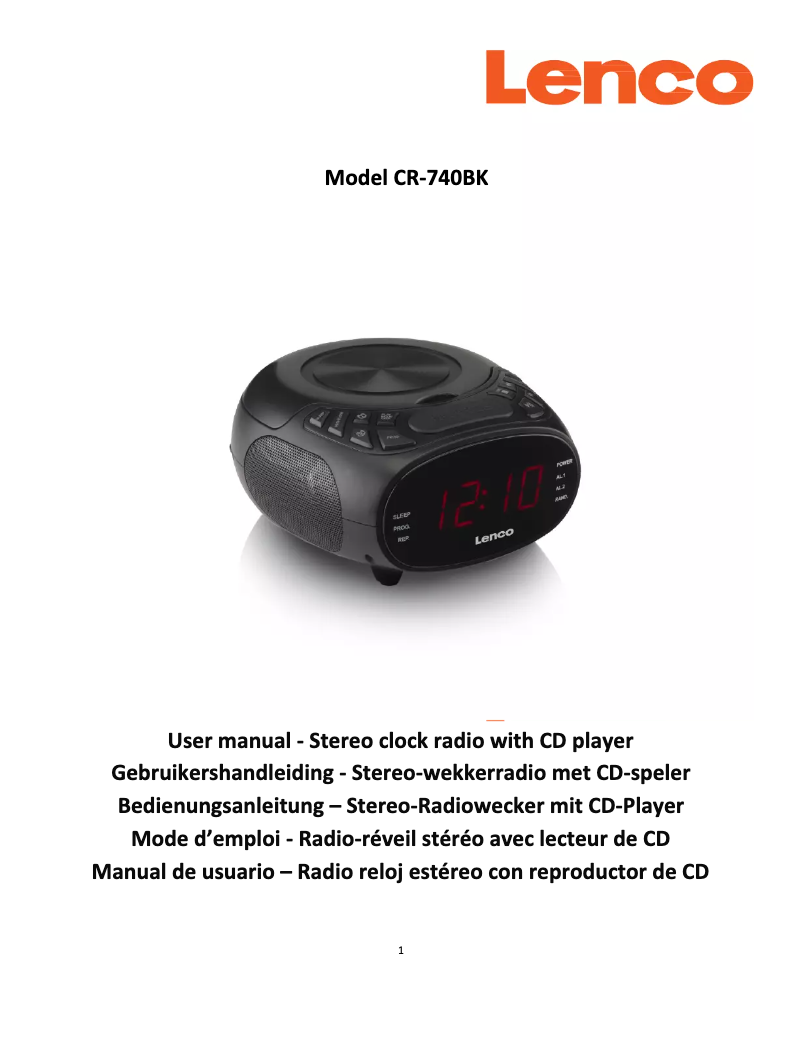 Page 1 of the manual User Manual Lenco CR-740