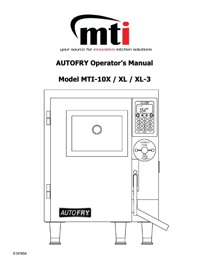 Page 1 de la notice Manuel utilisateur AutoFry MTI-10XL-3