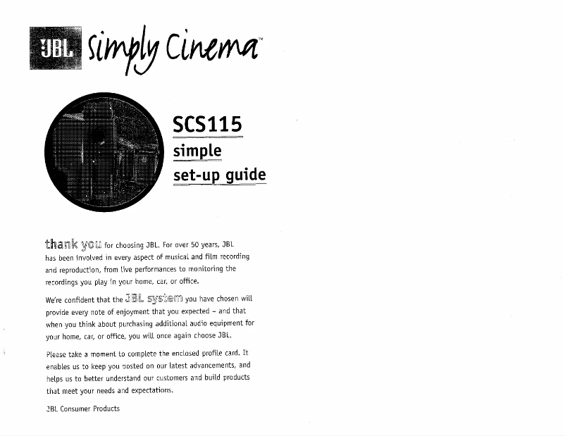 Page n°1 - Manuel utilisateur JBL SCS115