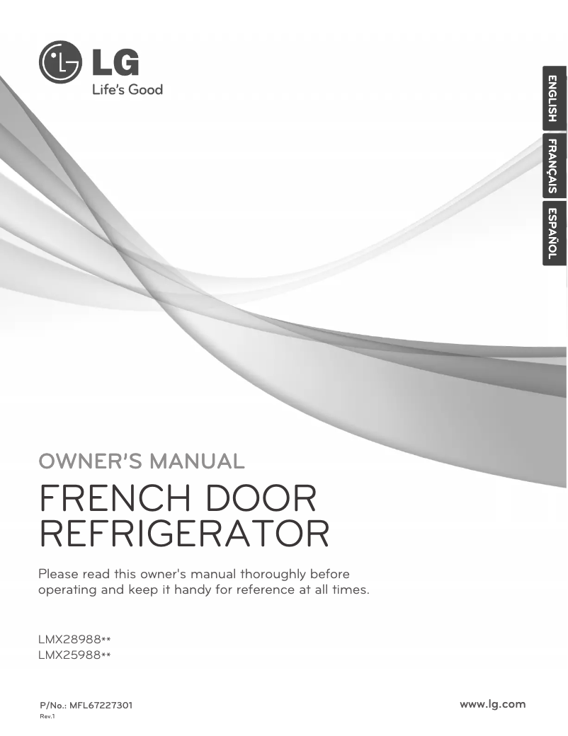 Page 1 de la notice Manuel utilisateur LG LMX25988SB